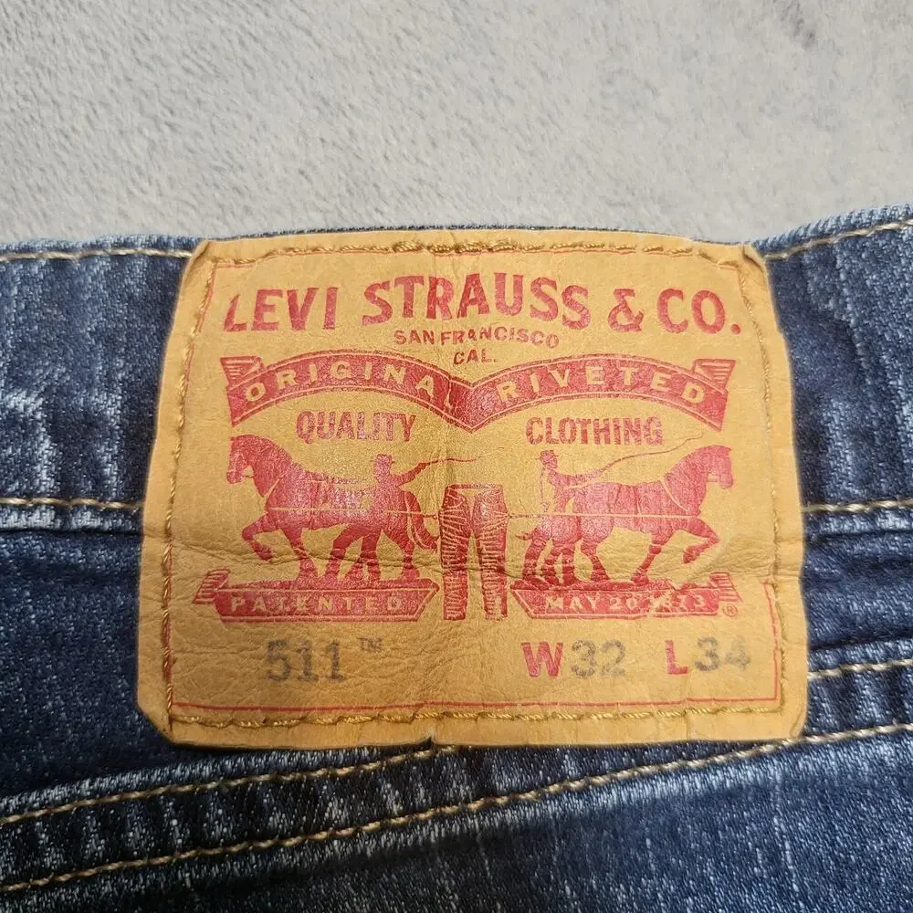 Levi's 511 Slim Jeans Mens 32x34 Blue Tapered Denim Medium Wash Cotton